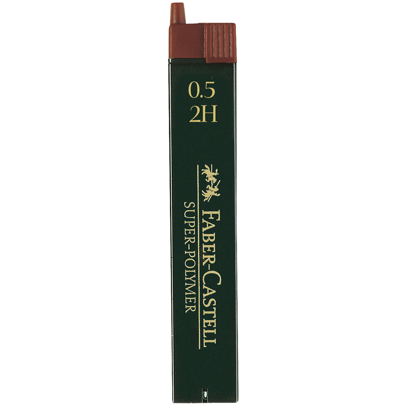 Грифели для механических карандашей Faber-Castell Super-Polymer, 12шт., 0,5мм, 2H