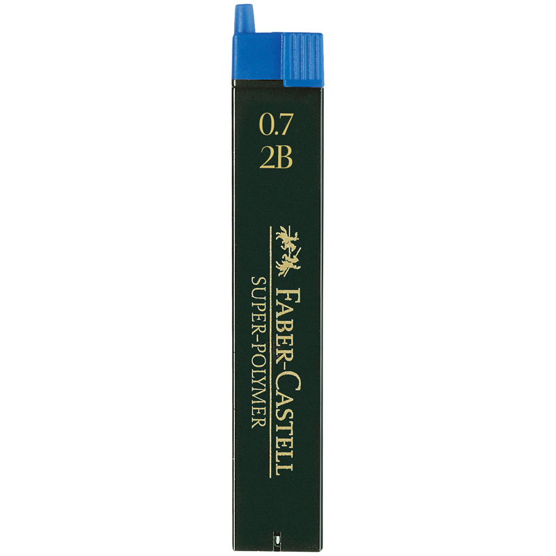 Грифели для механических карандашей Faber-Castell Super-Polymer, 12шт., 0,7мм, 2B