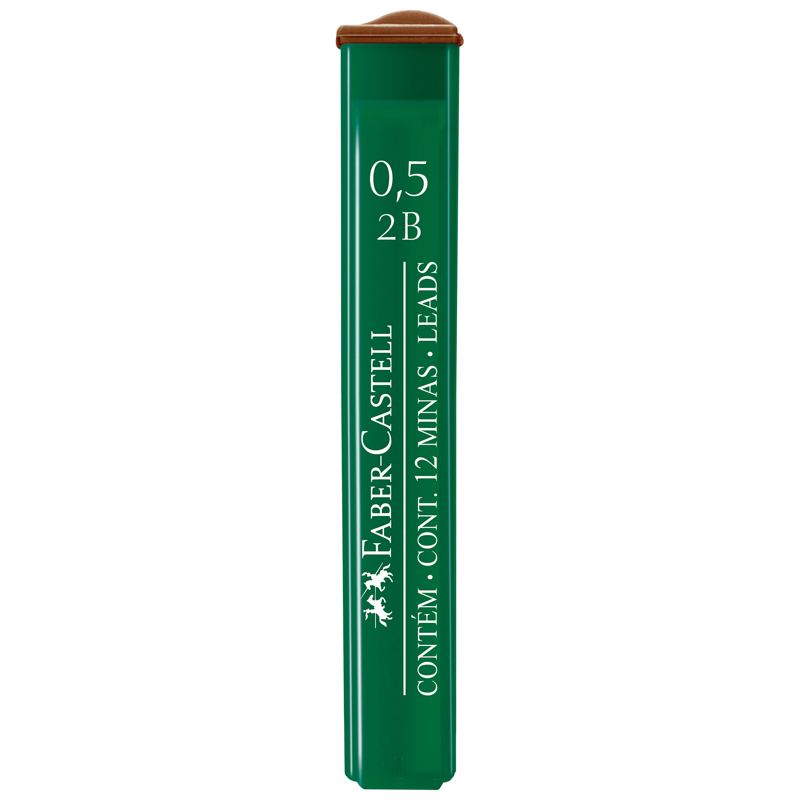 Грифели для механических карандашей Faber-Castell Polymer, 12шт., 0,5мм, 2B