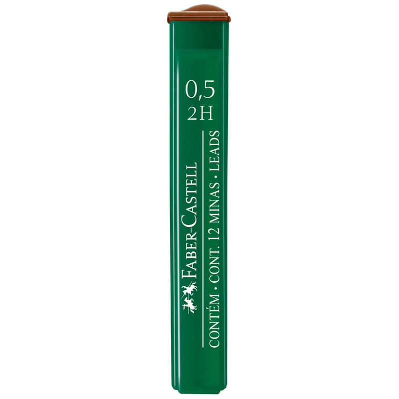 Грифели для механических карандашей Faber-Castell Polymer, 12шт., 0,5мм, 2H