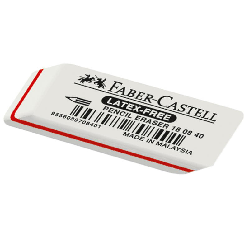 Ластик Faber-Castell Latex-Free, скошенный, синтетический каучук, 50*19*8мм
