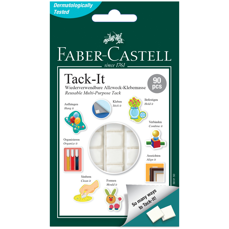 Масса для приклеивания Faber-Castell Tack-It, 90 кубиков, 50г., картон. уп., европодвес