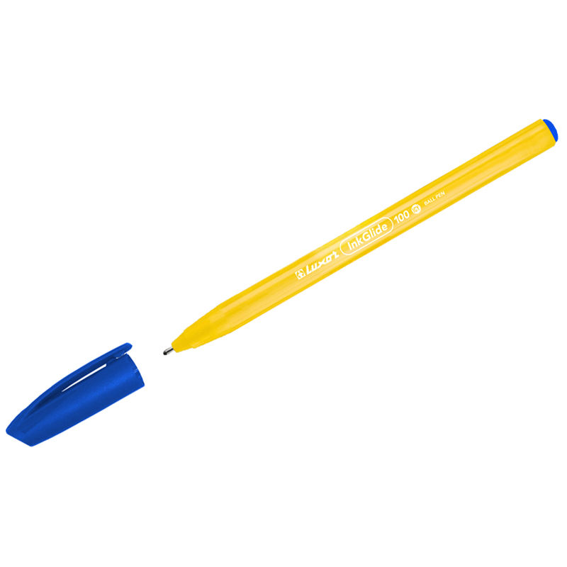 Ручка шариковая Luxor InkGlide 100 Icy синяя, 0,7мм, трехгран., оранжевый корпус