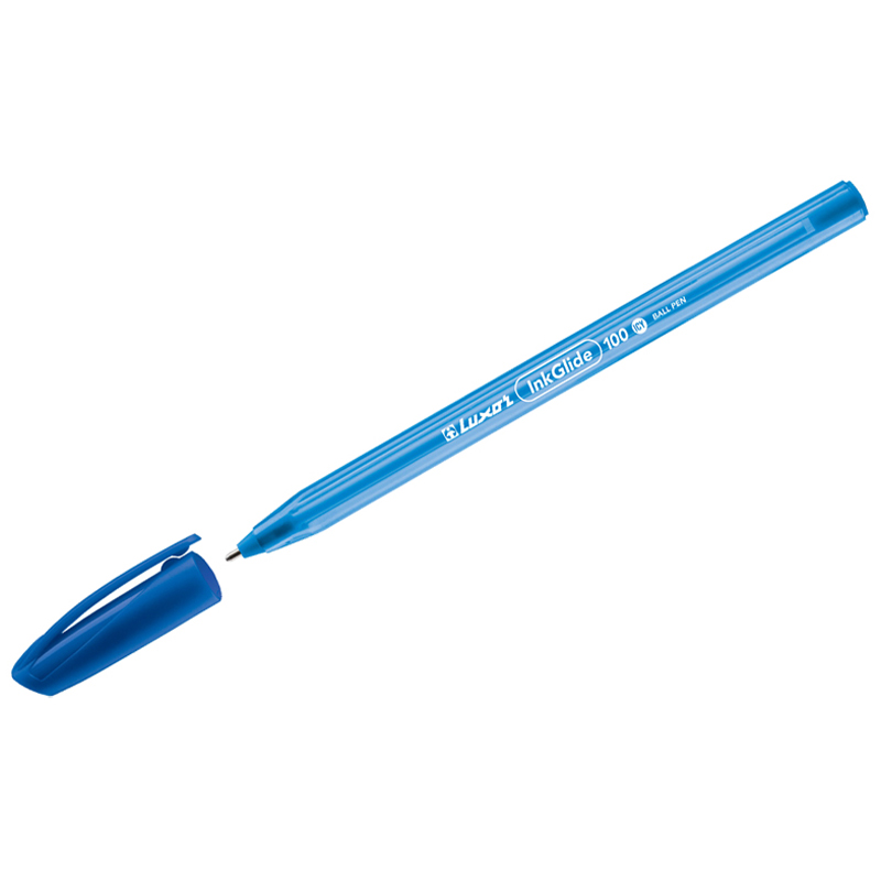 Ручка шариковая Luxor InkGlide 100 Icy синяя, 0,7мм, трехгран.