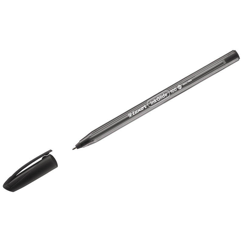 Ручка шариковая Luxor InkGlide 100 Icy черная, 0,7мм, трехгран.