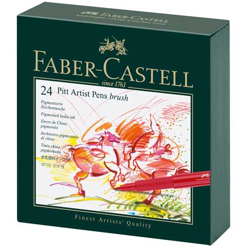 Набор капиллярных ручек Faber-Castell Pitt Artist Pen Brush ассорти, 24шт., студийная коробка