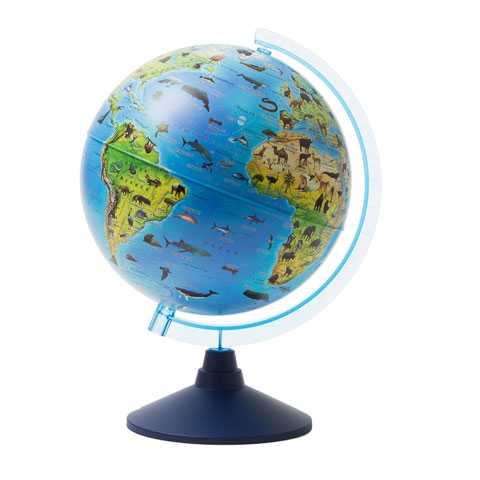 Глобус зоогеографический Globen, 25см, на круглой подставке