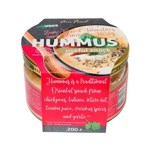 Закуска AmFood Тайны Востока Хумус с вялеными помидорами и прованскими травами, 200 г