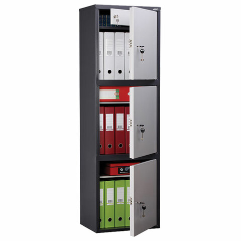Шкаф металлический для документов AIKO SL-150/3Т ГРАФИТ, 1490х460х340 мм, 37 кг, S10799153502