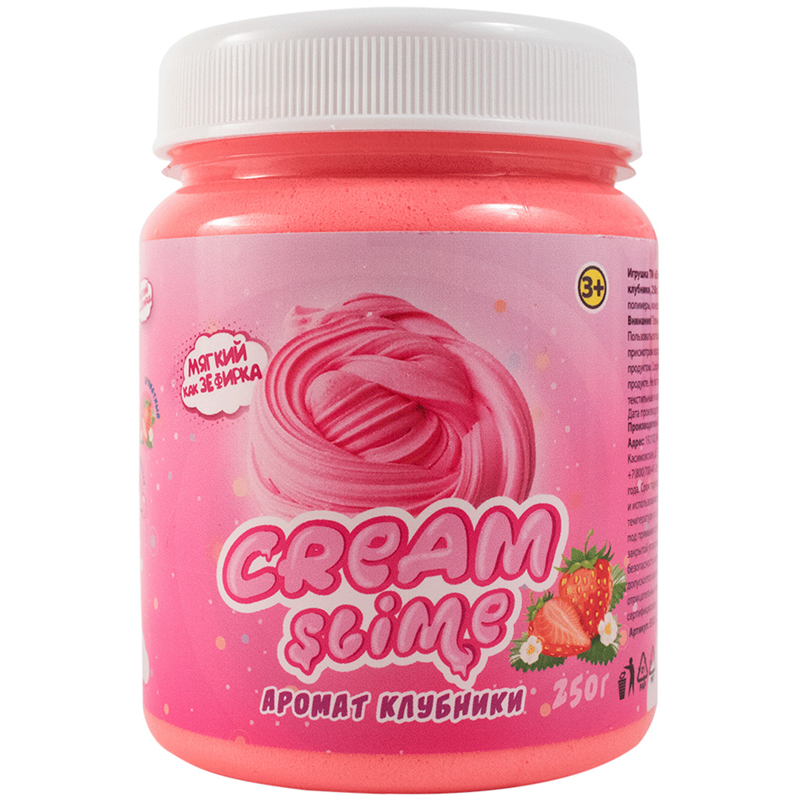 Слайм Cream-Slime, розовый, с ароматом клубники, 250г