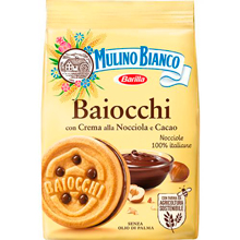 Печенье песочное Mulino Bianco Baiocchi с шоколадно-ореховым кремом, 260 г