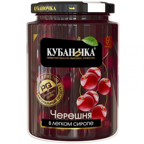 Черешня красная Кубаночка в легком сиропе, 750 г