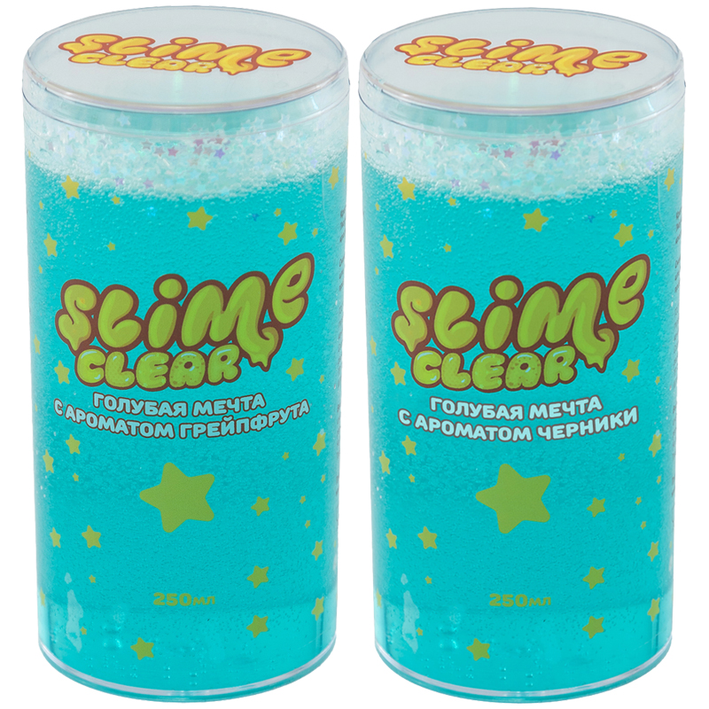Слайм Slime Clear-slime. Голубая мечта, голубой, с наполн. звездочки, аромат ассорти, 250г