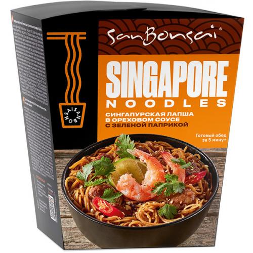 Лапша SanBonsai Singapore Noodles сингапурская в ореховом соусе с зеленой паприкой, 123 г