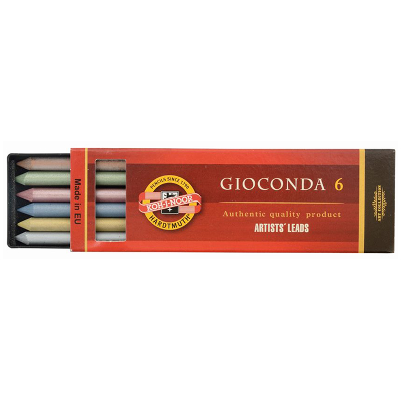 Грифели цветные для цанговых карандашей Koh-I-Noor Gioconda, 5,6мм, металлик ассорти, 6шт., пластик коробвый