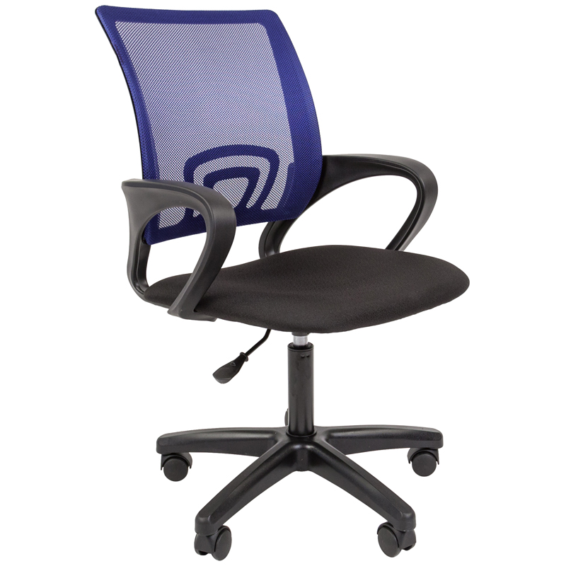 Кресло оператора Helmi HL-M96 R Airy, спинка сетка синяя/сиденье ткань черная, пиастра