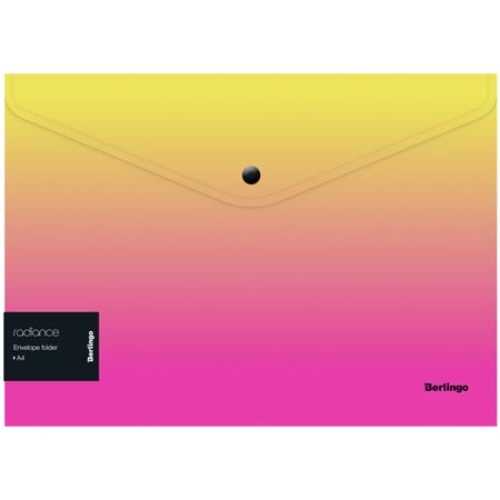 Папка-конверт на кнопке Berlingo Radiance, 180мкм, желтый/розовый градиент, с рисунком