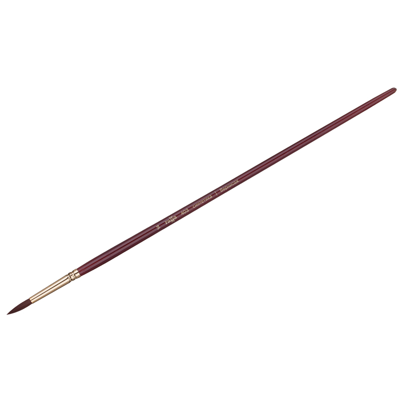 Кисть художественная синтетика бордовая Гамма Вернисаж, круглая №14, длинная ручка