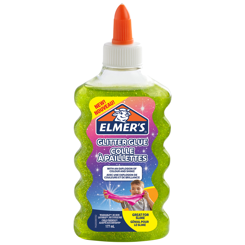 Клей для слаймов Elmers Glitter Glue, 177мл, зеленый, с блестками, прозрачный