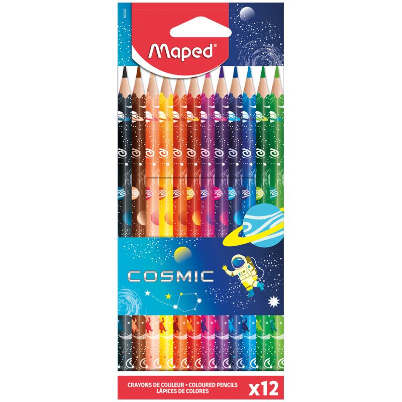 Карандаши цветные пластиковые Maped Color'Peps Cosmic 12цв., кругл., заточен., картон, европодвес