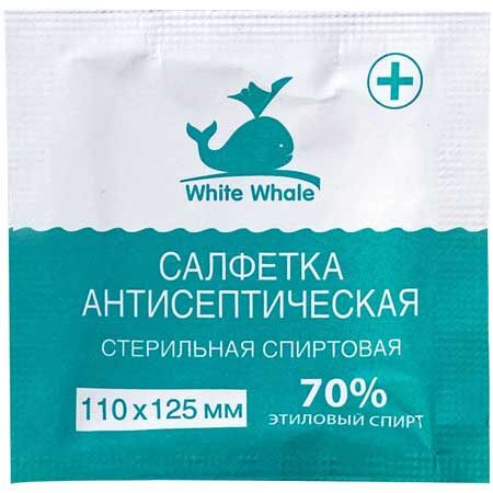 Салфетки стерильные White Whale, 110*125мм, 80шт., антисептические, спиртовые