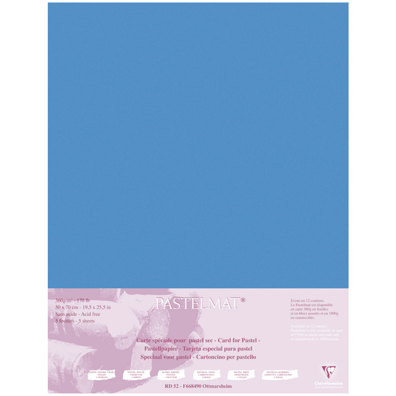 Бумага для пастели 5л. 500*700мм Clairefontaine Pastelmat, 360г/м2, бархат, темно-синий