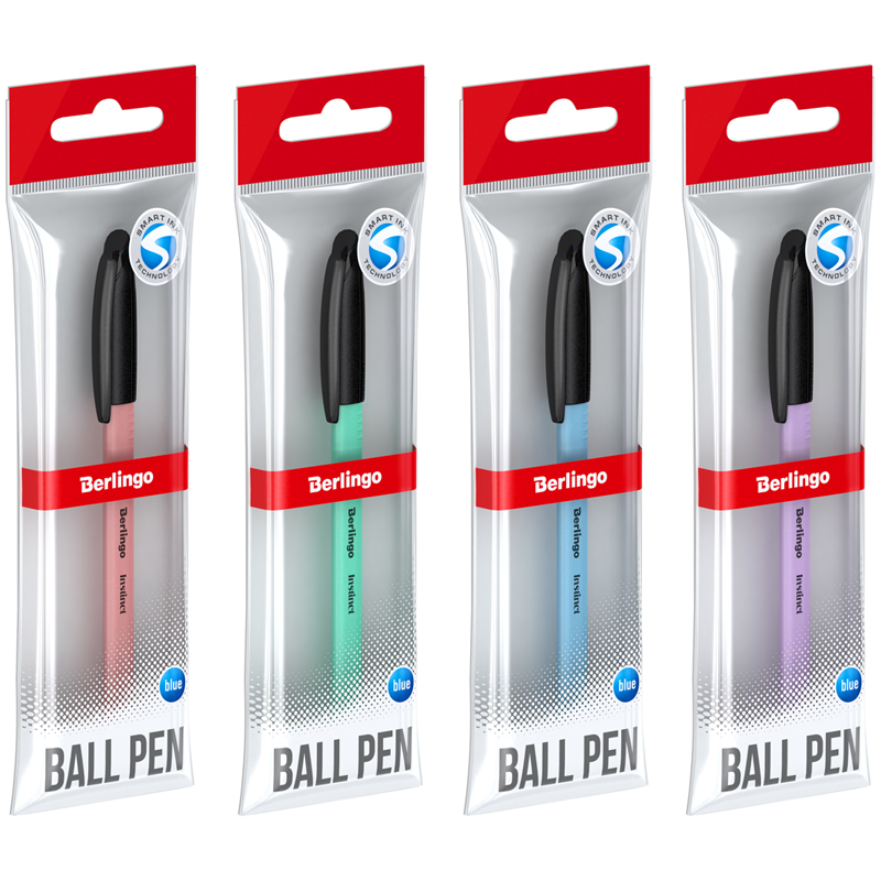 Ручка шариковая Berlingo Instinct, 0,7мм, синяя, корпус ассорти, пакет
