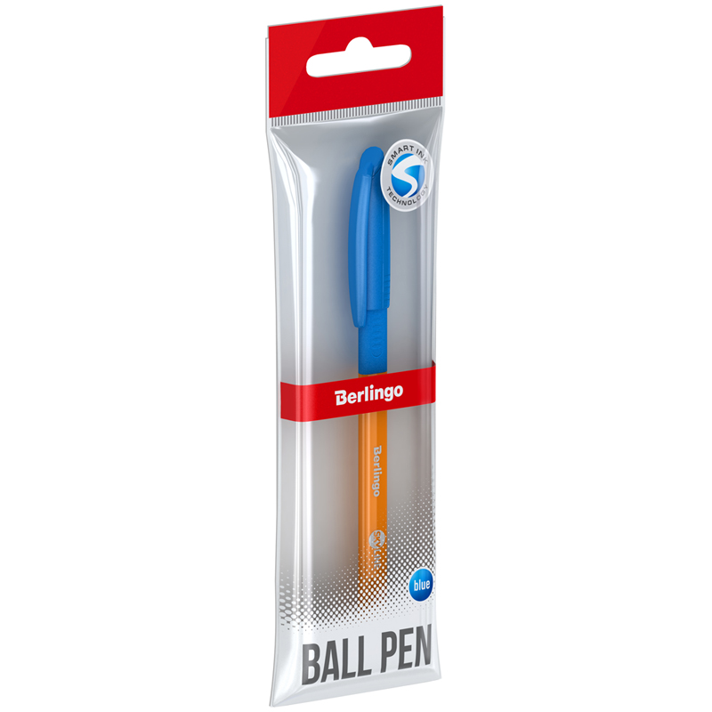 Ручка шариковая Berlingo Skyline, светло-синяя, 0,7мм, игольчатый стержень, грип,  пакет