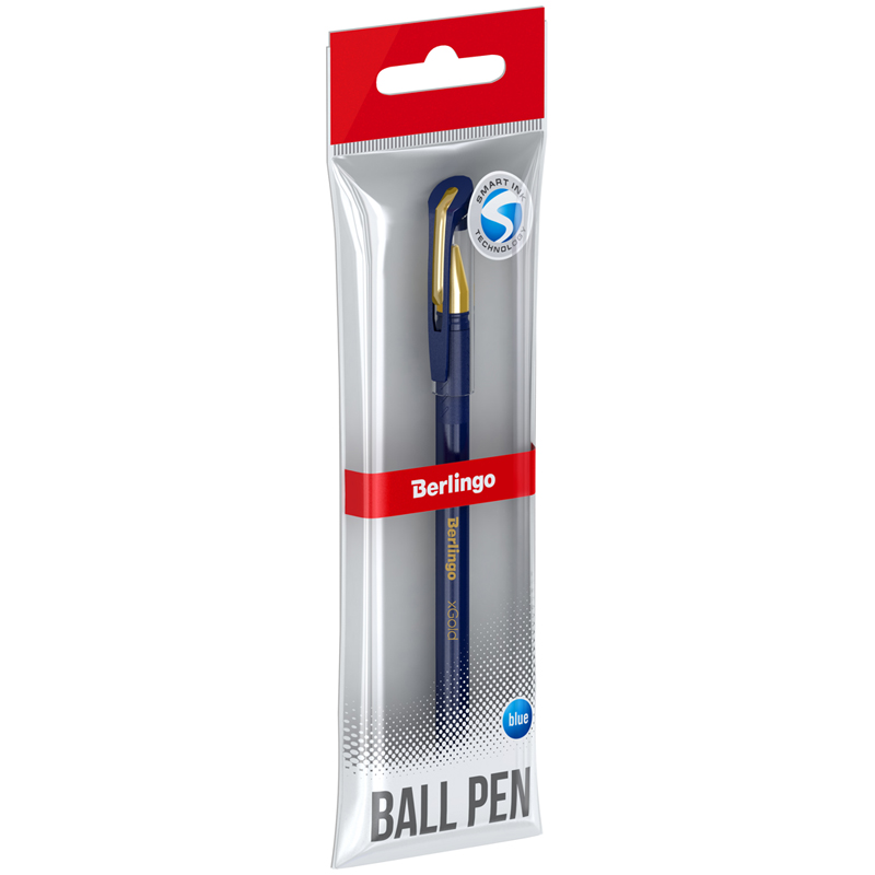 Ручка шариковая Berlingo xGold синяя, 0,7мм, игольчатый стержень, грип, пакет