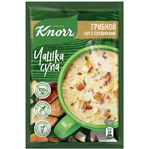 Суп быстрого приготовления Knorr Чашка супа Грибной суп с сухариками, 15.5 г