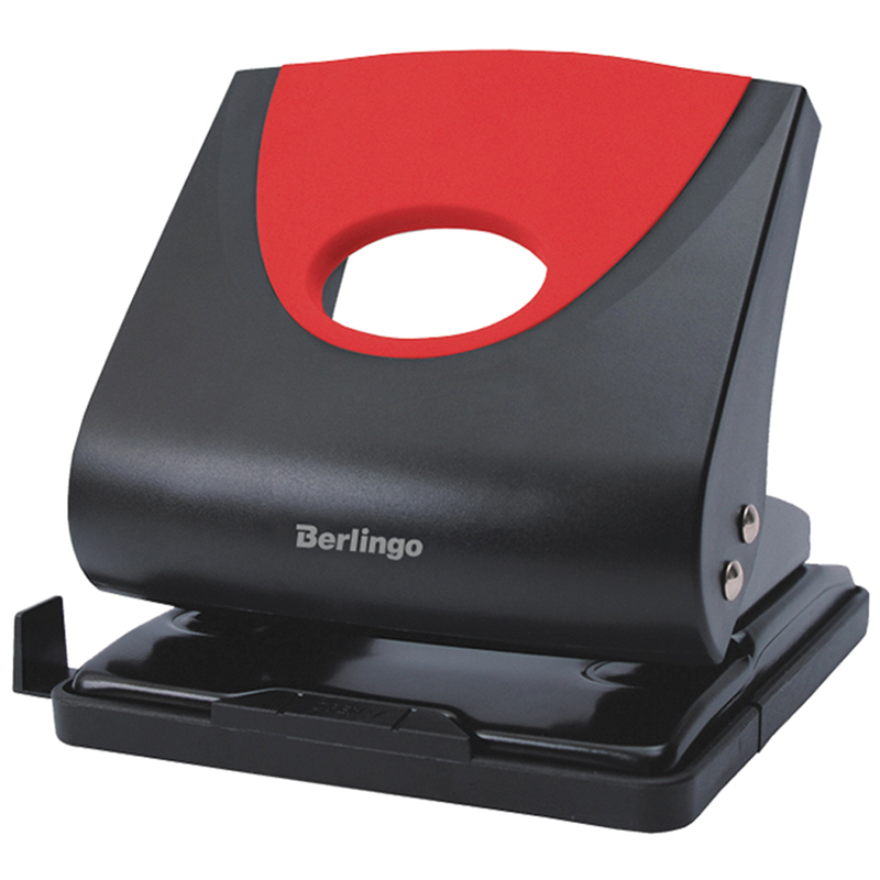 Дырокол Berlingo Office Soft 30л., пластиковый, красный, с линейкой