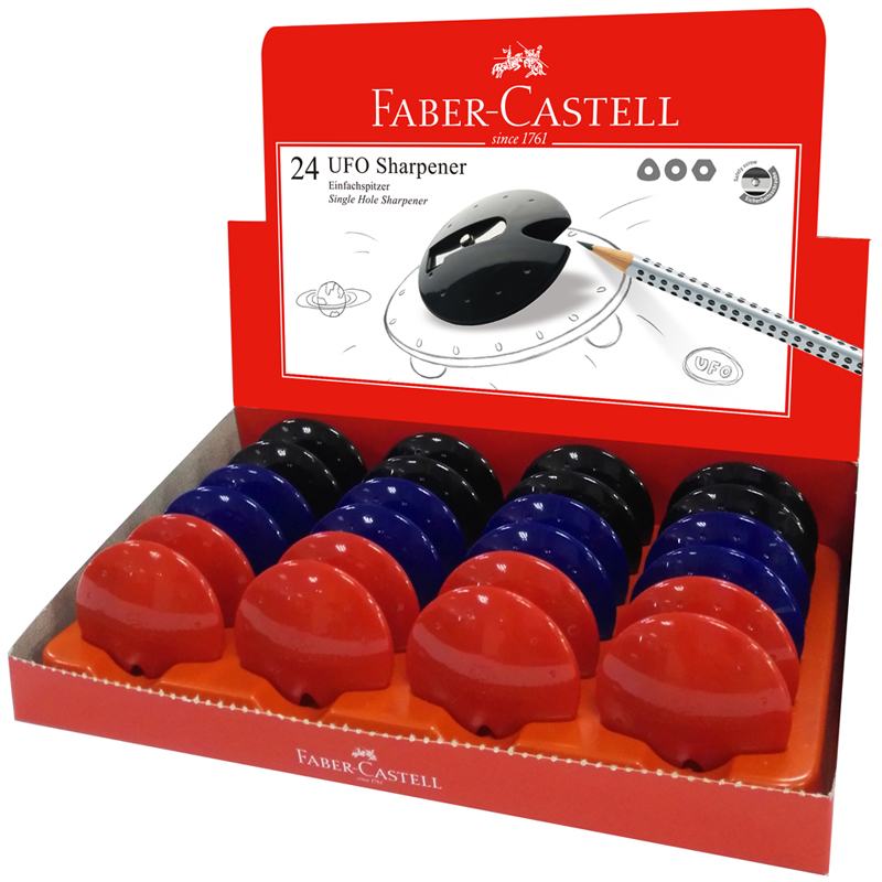 Точилка пластиковая Faber-Castell Ufo 1 отверстие, черный/синий/красный