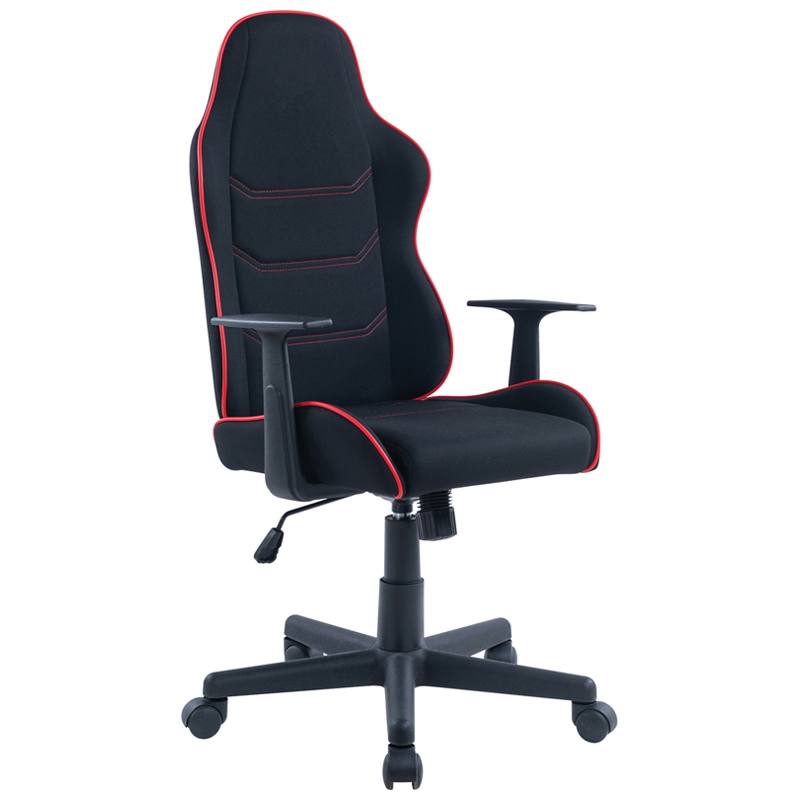 Кресло игровое Helmi HL-S09 Red line, ткань черная/красная