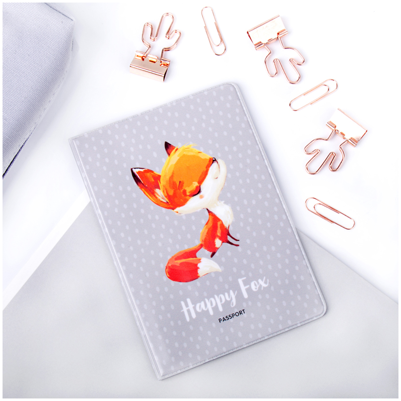 Обложка для паспорта MESHU Happy Fox, ПВХ, 2 кармана