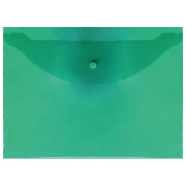 Папка-конверт А4 на кнопке 120мк тонированная зеленая