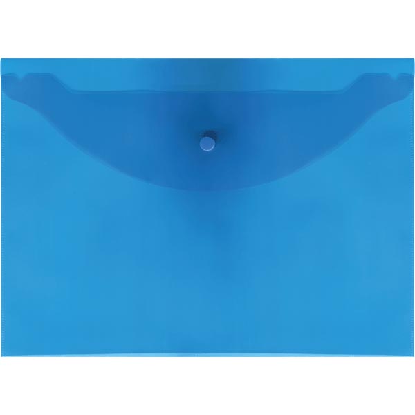 Папка-конверт на кнопке Attomex A4 (330x240 мм), 120 мкм, полупрозрачная синяя