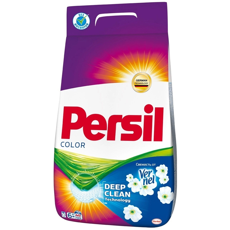 Порошок для машинной стирки Persil Color Свежесть от Vernel, для цветного белья, 6кг