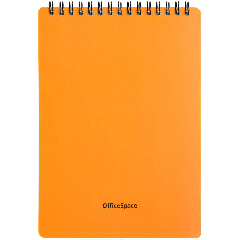 Блокнот А5 60л. на гребне OfficeSpace Neon, оранжевая пластиковая обложка