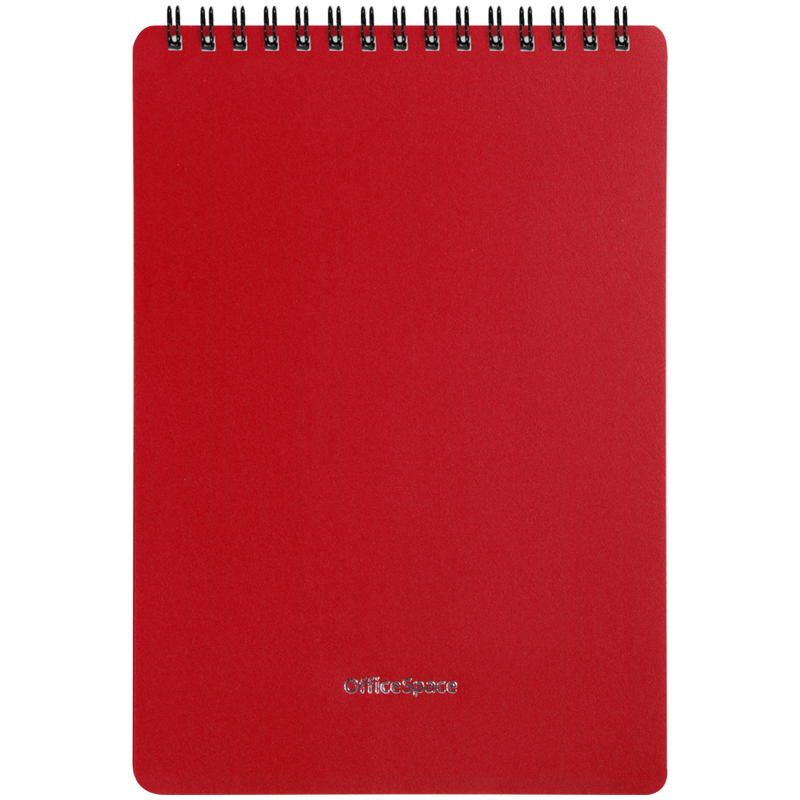 Блокнот А5 60л. на гребне OfficeSpace Base, красная пластиковая обложка