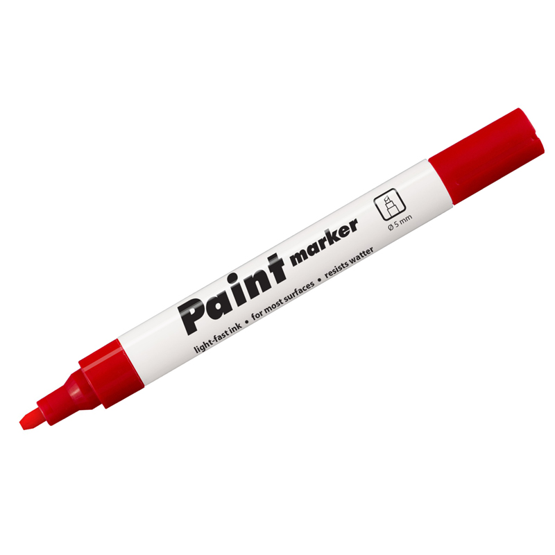 Маркер-краска Centropen Paint Marker 9100, красная, клиновидный, 5 мм, лаковый, блистер