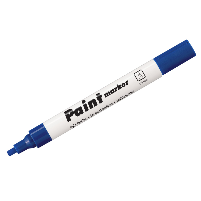 Маркер-краска Centropen Paint Marker 9100, синяя, клиновидный, 5 мм, лаковый, блистер