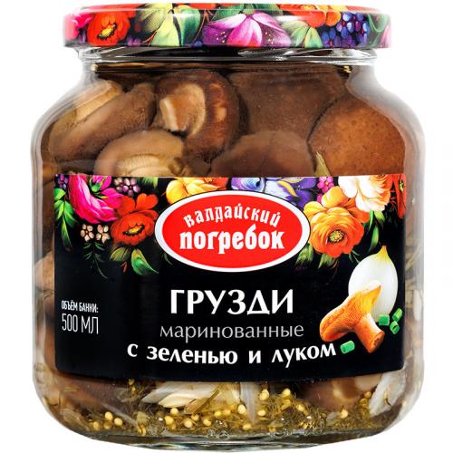 Грузди Валдайский погребок маринованные с зеленью и луком, 500 мл