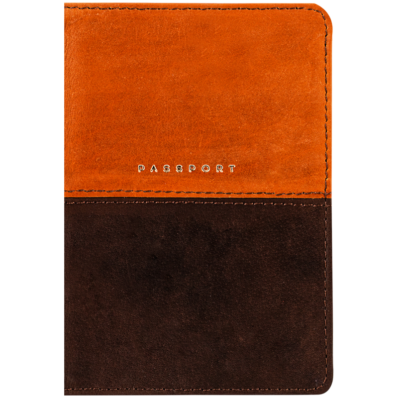 Обложка для паспорта OfficeSpace Duo, кожа, осень+коричневый, тиснение фольгой
