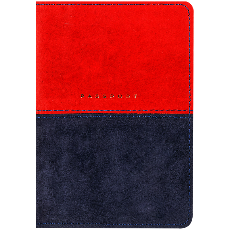Обложка для паспорта OfficeSpace Duo, кожа, красный+синий, тиснение фольгой