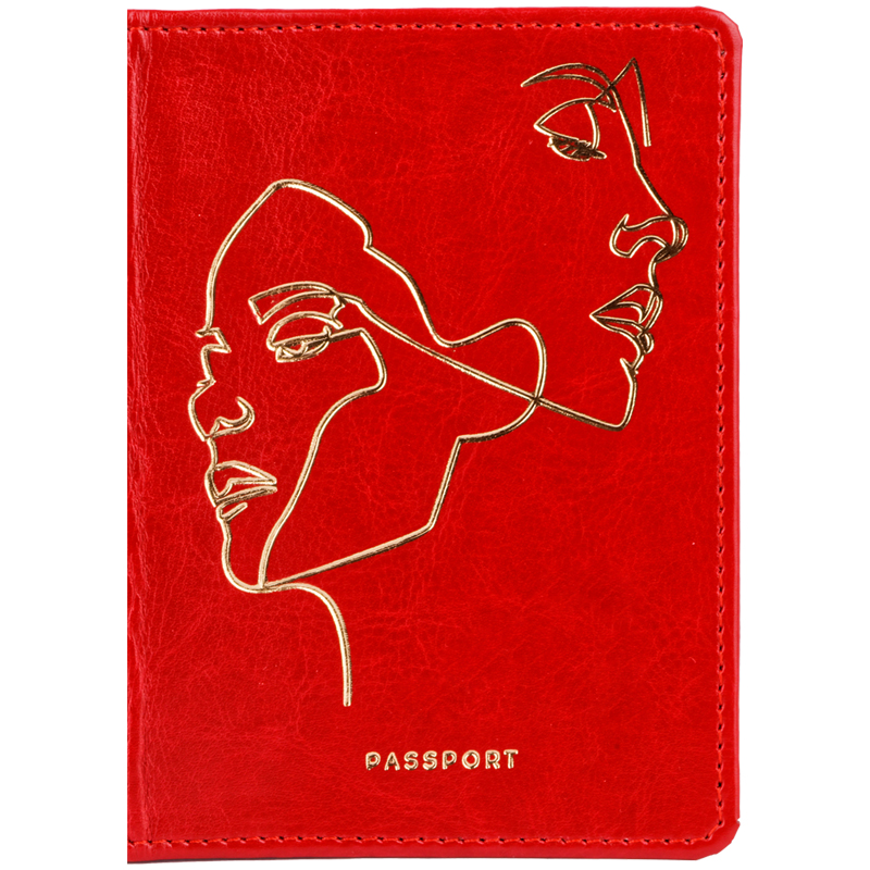 Обложка для паспорта OfficeSpace Life line, кожзам гладкий, красный, тиснение фольгой