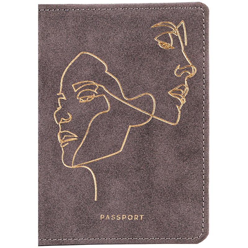 Обложка для паспорта OfficeSpace Life line, кожзам, серый, тиснение фольгой