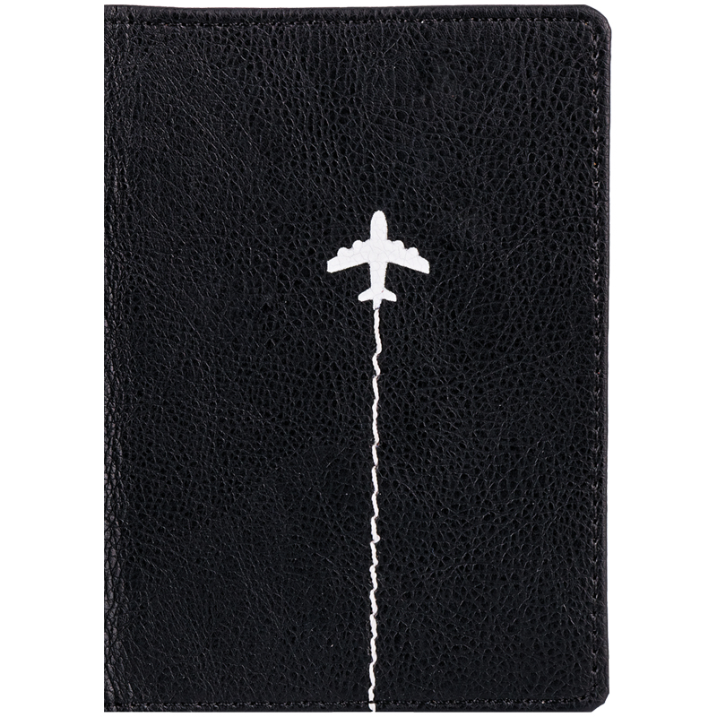 Обложка для паспорта OfficeSpace Travel, кожзам, черный, тиснение фольгой