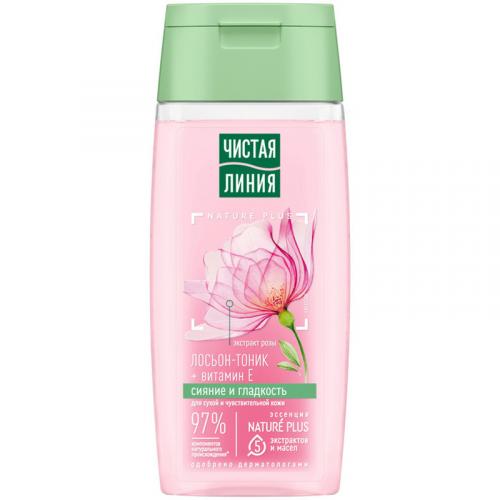 Лосьон-тоник Чистая линия Cияние и гладкость для сухой и чувствительной кожи, 100 мл