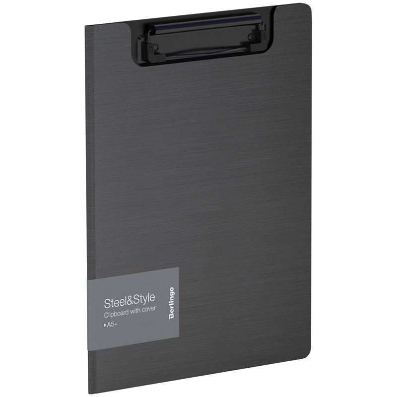Папка-планшет с зажимом Berlingo Steel Style A5+, 1800мкм, пластик (полифом), черная