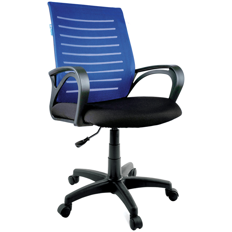Кресло оператора Helmi HL-M16 R Vivid, спинка ткань-сетка синяя/сиденье ткань черная